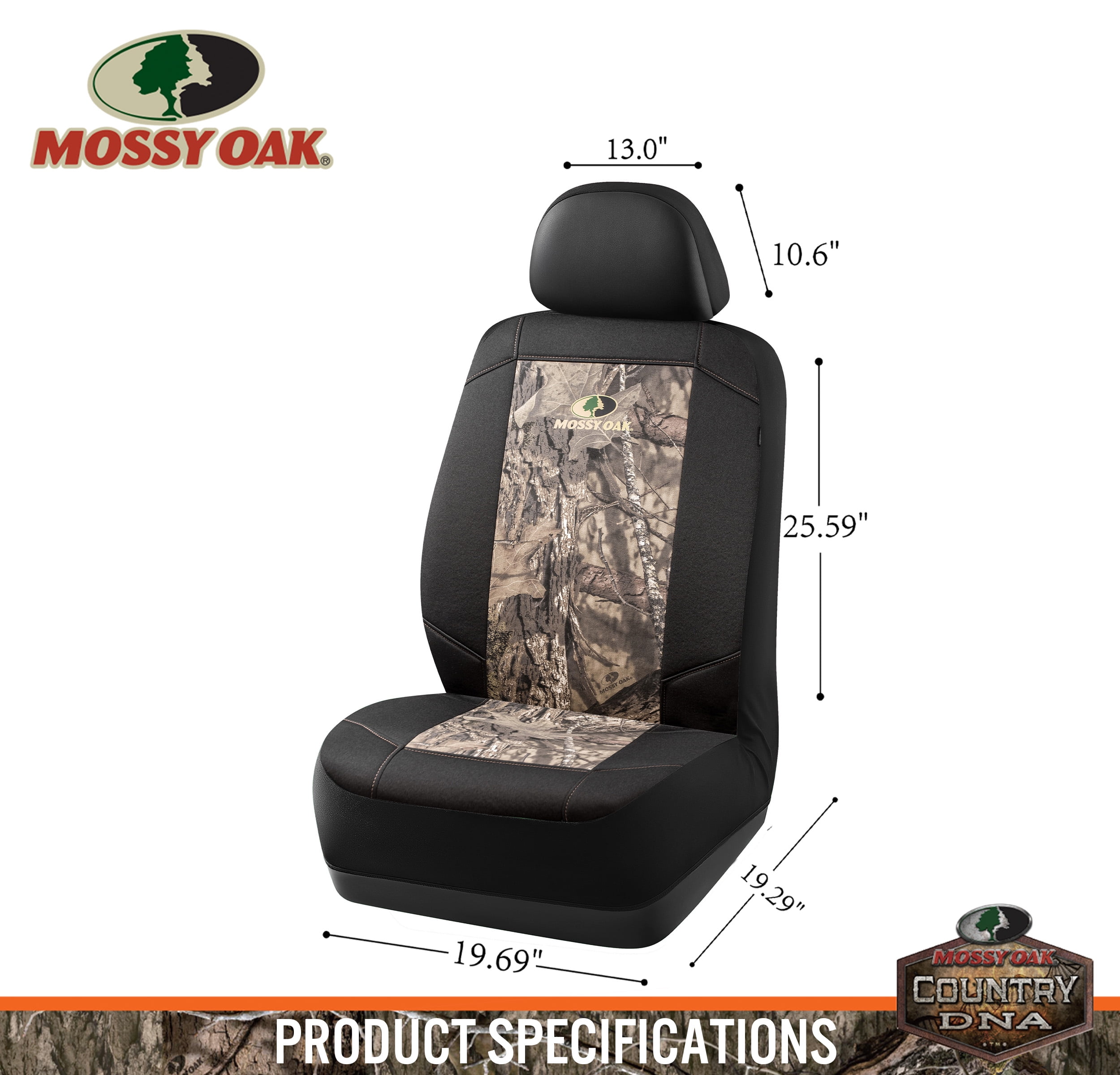 MOSSY Oak Low Back Camo Seat Covers, Airbag Compatible, Universial Fit, Fit Most Bucket Seats - Made with Premium Cotton Twill - Official Licensed Product