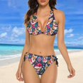 thumbnail image 4 of NICKSUN Women's Bikini Sets, Cute Print Two Piece Bathing Suits Sexy Halter Padded Bikini Swimsuits, 4 of 6