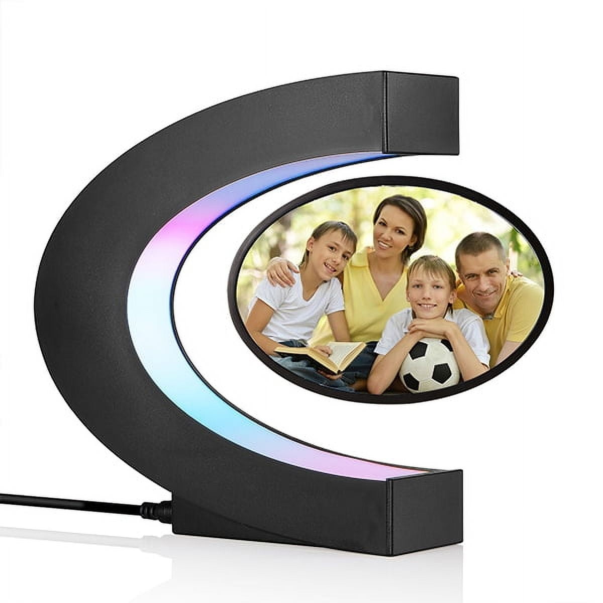 VGAzer Levitating Photo Frame Display Stand C Shape with Colorful LED Lights,Magnetic Levitation Picture Frame , Floating Rotating Photo Holder,Cool Desk Gadget Decor & Birthday Gift