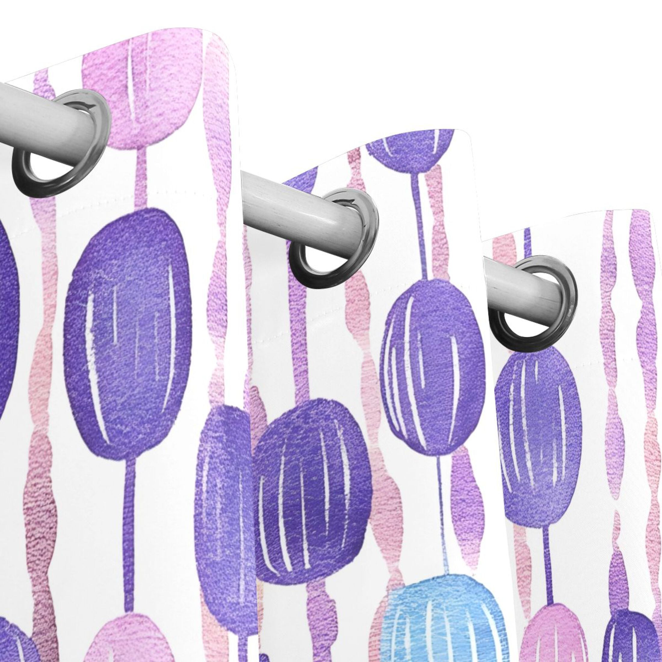 Purple and Blue Bead Pattern 63x55in Window Curtain Panels 63x55in 2-Piece Heavy Duty 80% Light Blocking