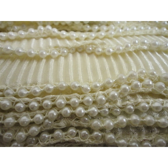 Charmed Beaded Accordian Trim Ivory 5YDS