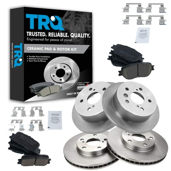 TRQ Front and Rear Brake Pad & Rotor Kit Brake Pads Brake Rotor Ceramic Fits Select 2002-2006 Toyota Camry
