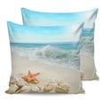 thumbnail image 7 of Outdoor Throw Pillow Cover Beach Coastal Scenery Seashell and Starfish Waterproof Cushion Covers 2 Pack Ocean Sand and Sea Wave Pillow Cases Home Decoration for Patio Garden Couch Sofa, 7 of 7