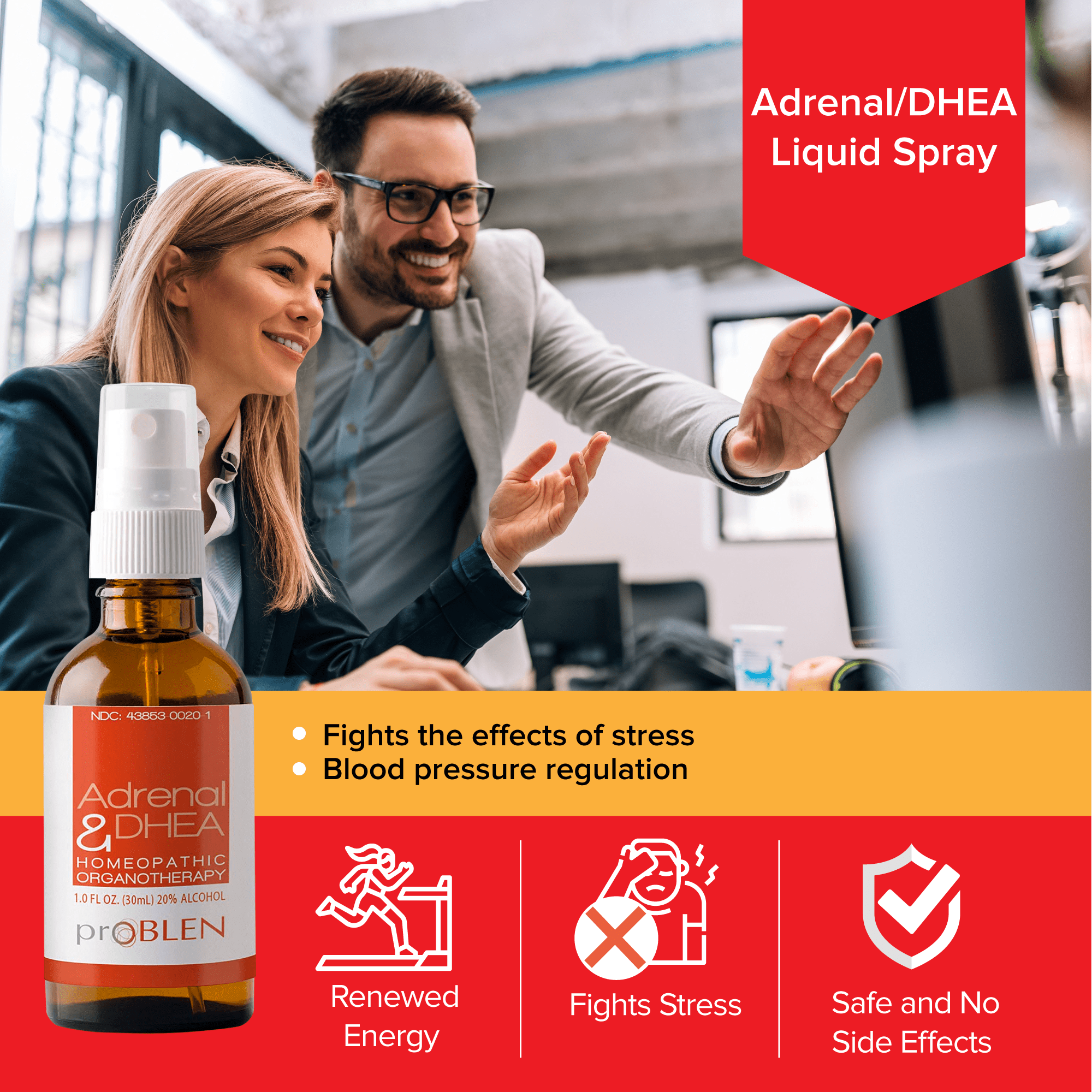 proBLENopathy Adreno PRO Adrenal Support Supplements, Hormone Booster with Ashwagandha and DHEA, 1 oz