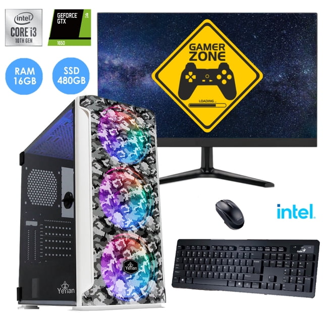 Computadora gamer Intel i3 10100f 16GB RAM Nvidia GTX 1650 SSD 480GB Monitor 21.5 pulgadas