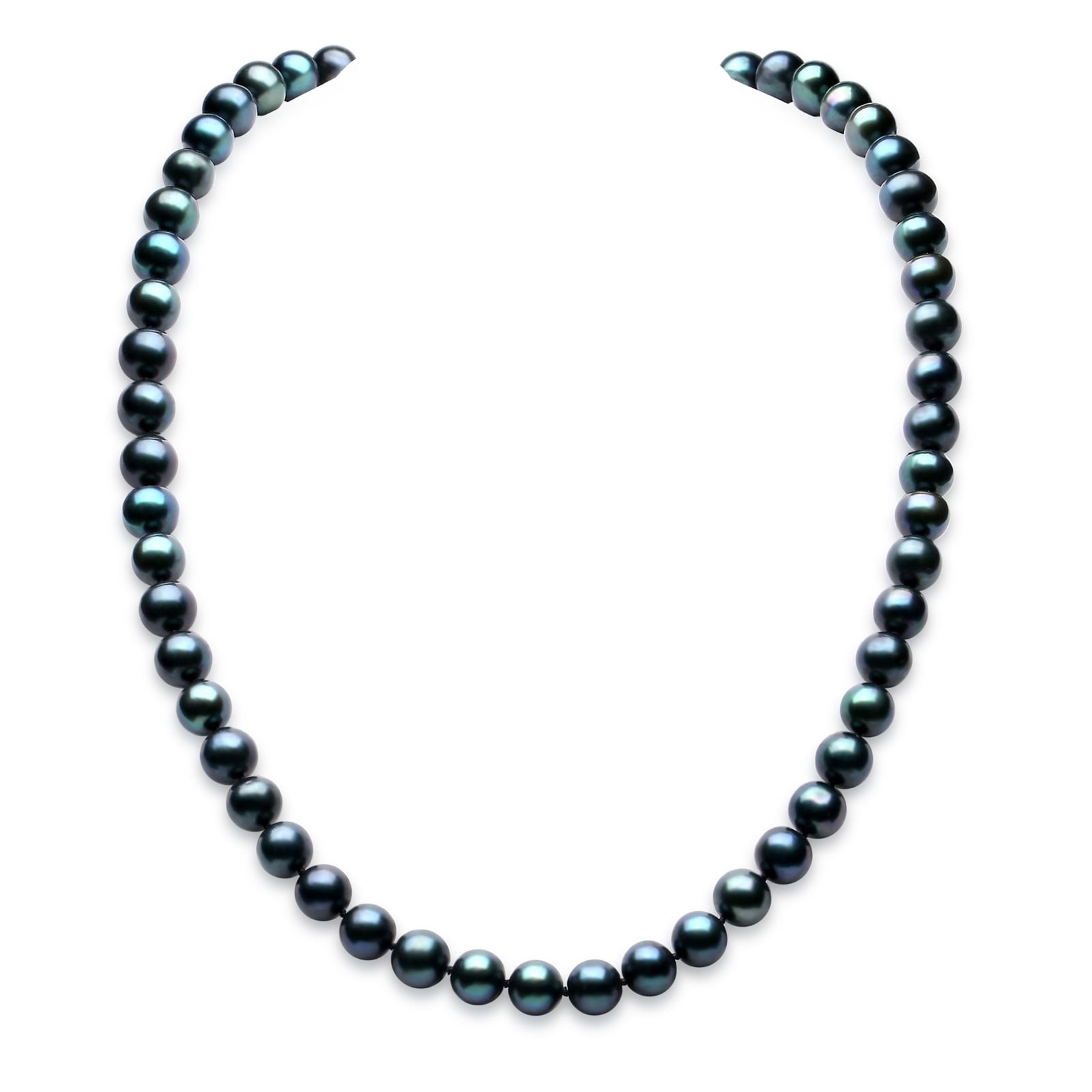 Yami Cultured Tahitian Black Pearl Nacklace and Earrings Set - 8.5-8.9mm Necklace and 7.5-7.9mm Earrings in 925 Sterling Silver Valentine's Day Jewerly Gifts for women