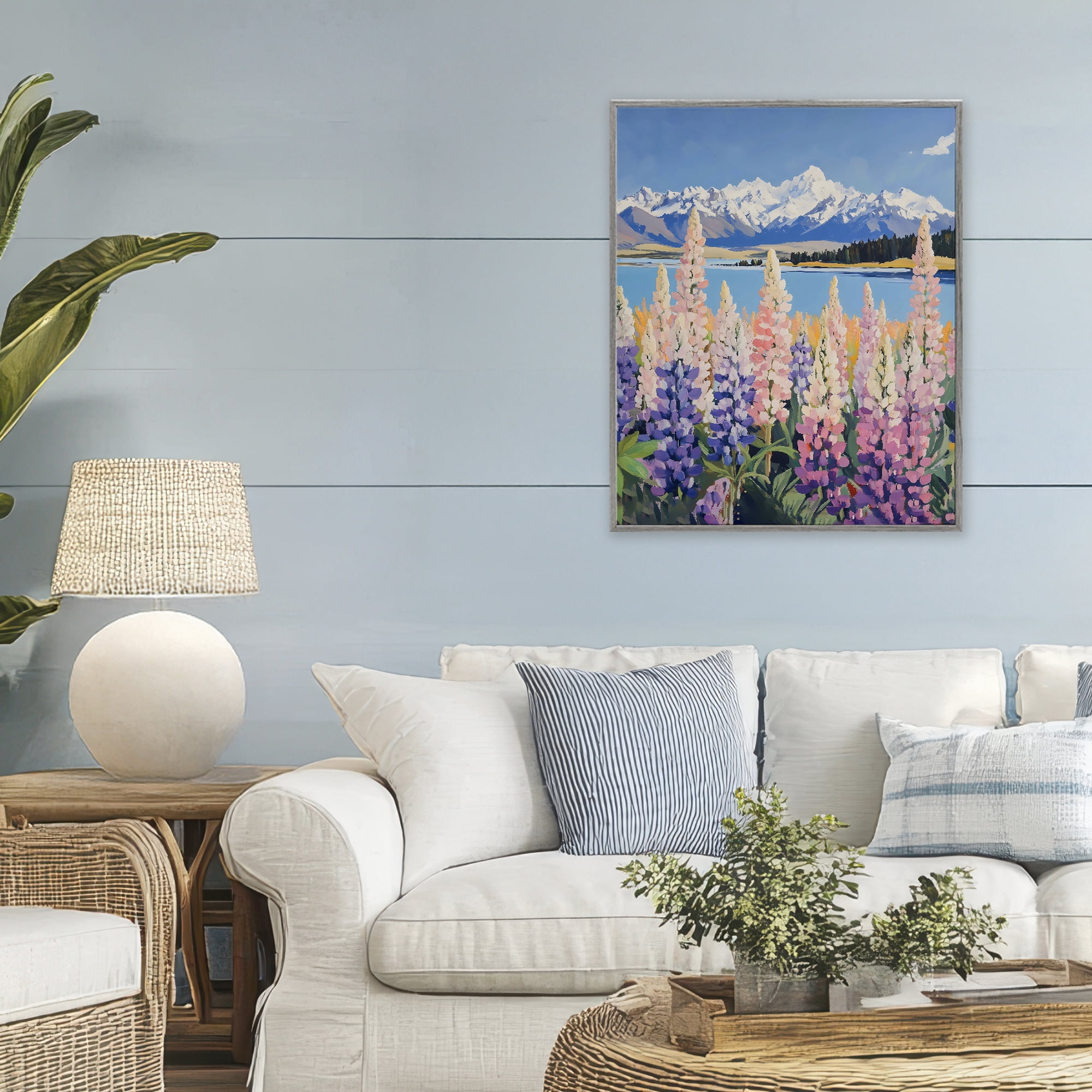 Stupell Industries Mountains & Wildflowers by Lake Gray Framed Giclee Art, design by The Prints Vibe