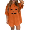 thumbnail image 5 of BOOMNY Halloween Womens Short Sleeve Tshirts Crew Neck Hallowmas Pumpkin Face Graphic T-Shirt Loose Fall Tee Tops for Women, 5 of 5