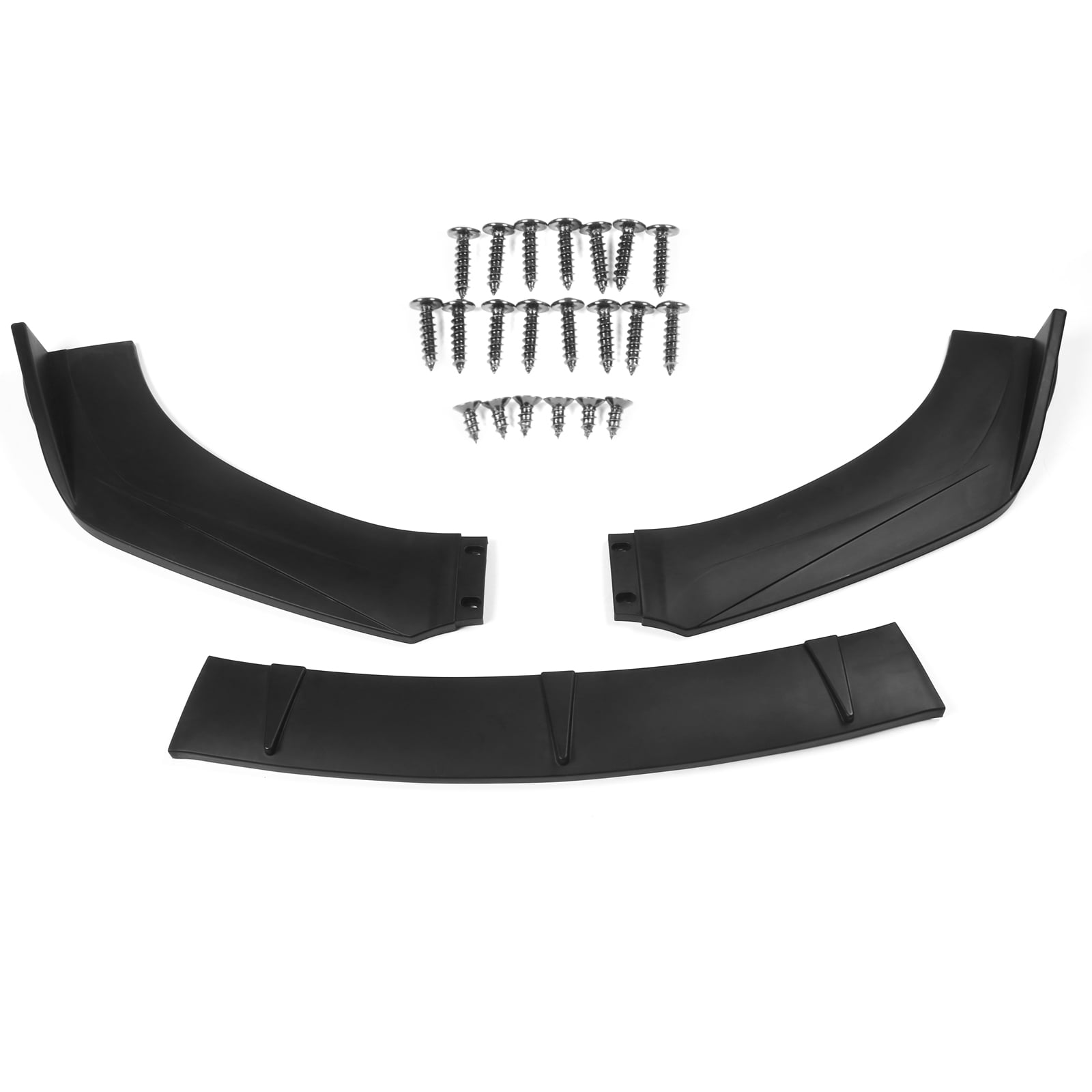 Ikon Motorsports Unadjustable Front Bumper Lip Splitter Fit 59" - 65'' Width Car 3PC PP Matte Black