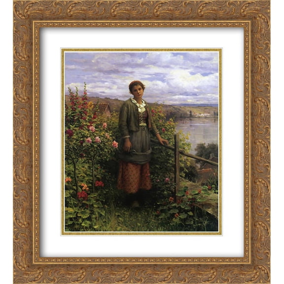 Daniel Ridgway Knight 2x Matted 20x24 Gold Ornate Framed Art Print 'In Her Garden'