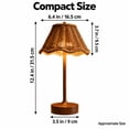 thumbnail image 4 of Vintage Rattan LED Table Lamp, Rechargeable Touch Dimmable Bedside Light, Scalloped Woven Shade Decorative Lamp for Bedroom Living Room Patio, 4 of 8