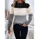 thumbnail image 5 of Suéteres de Bloque de Color para Mujer, Blusas de Larga con Cuello Alto, Suéter de Punto Holgado. Gris S, 5 of 7
