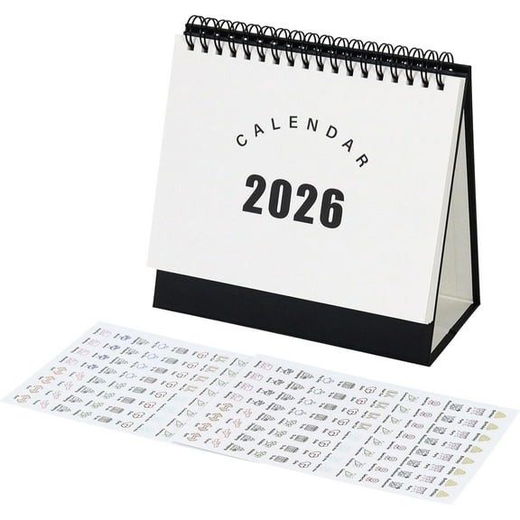 Multibey Desk Calendar 2025-2026 July to December 2026, Small Flip Stand Paper Calendar with Monthly Designs and 2 Sheets Stickers for Desktop