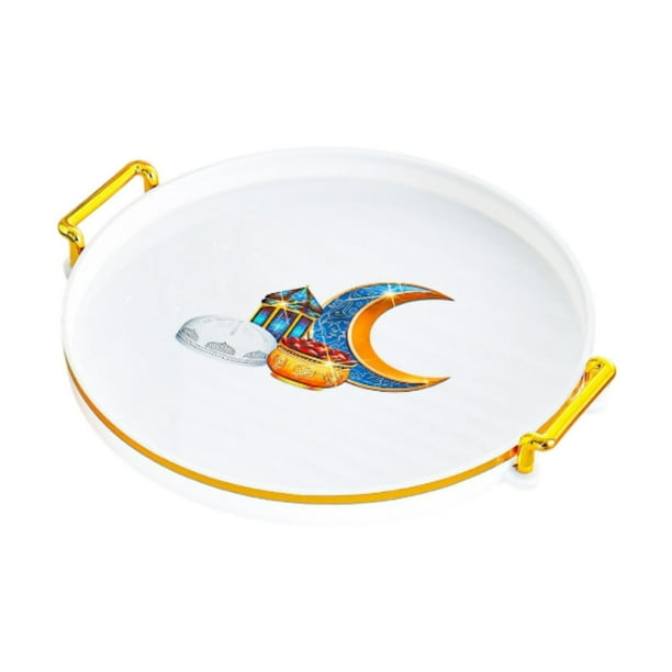 Bandeja decorativa redonda BLESIY para mesa de café con doble asa 29 cm