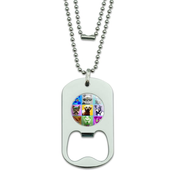 American Fido Dogs Sunglasses Rainbow Retro Vintage Military Dog Tag Bottle Opener Pendant