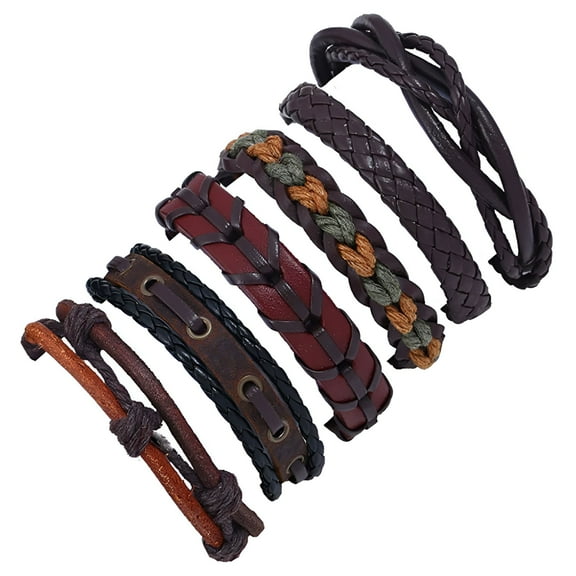 DESIGNICE Ankle Bracelets for Women Bracelet Leather Bracelet Braided Jewelry Multi-Layer Hand-Woven Vintage Bracelets Black Leather Bracelets for Women