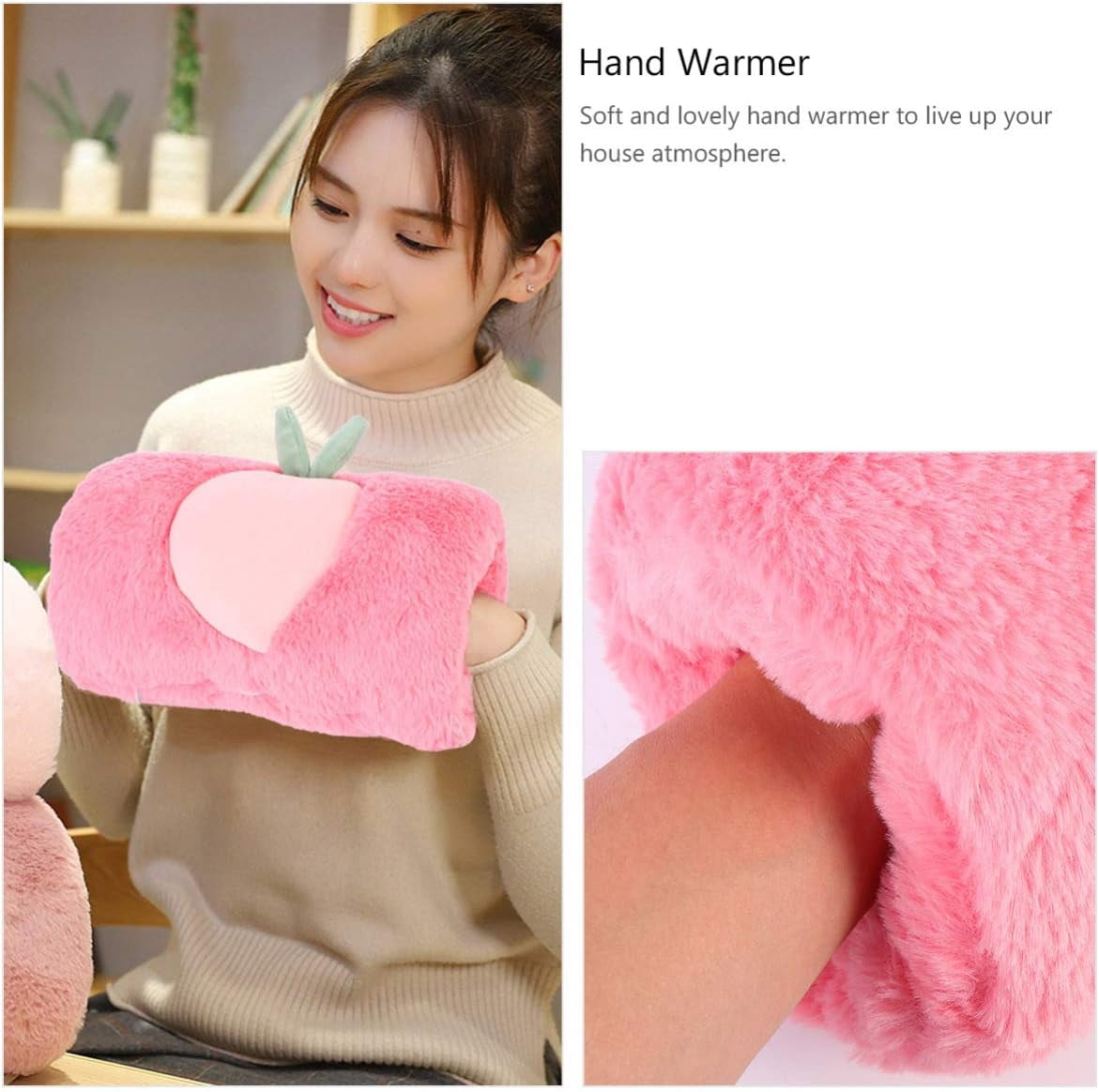 ABPETE Peach Pattern Winter Hand Muffs - Faux Fur Plush Hand Warmers for Women & Girls