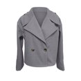 thumbnail image 4 of Wutalume Women's Fashionable, Elegant, Solid-color, Long-sleeved, Short Woolen Coat With A Turned-up Collar, Chic Design, Ideal for Office and Casual Occasions,Gray S, 4 of 4