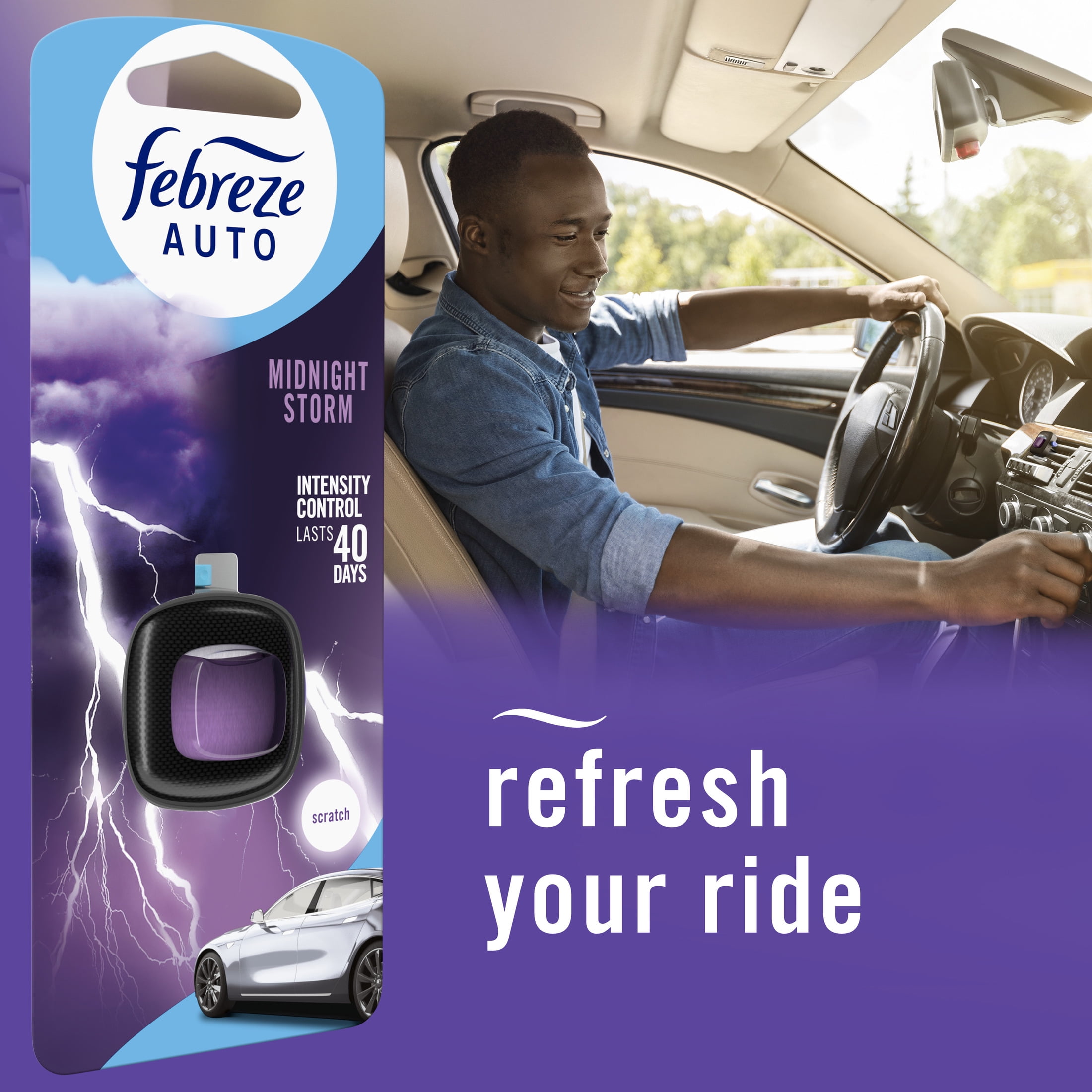 (2 pack) Febreze AUTO Car Vent Clip Air Freshener, Midnight Storm Scent, 2 Count