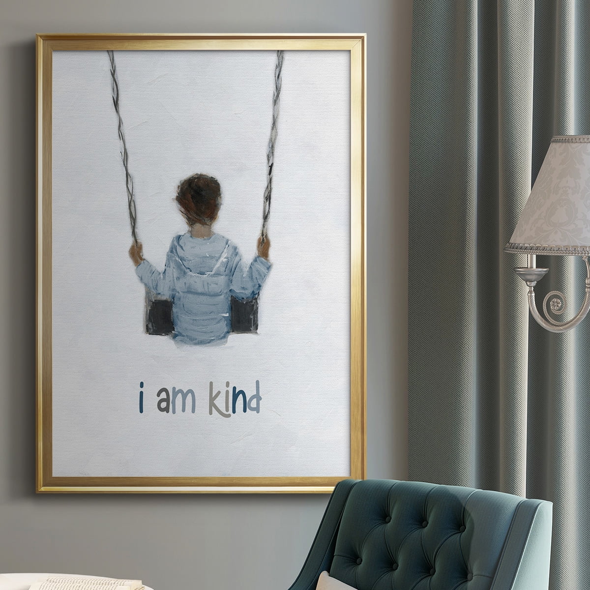 Boy on a Swing Premium Framed Print - Ready to Hang