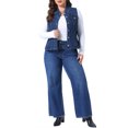 thumbnail image 2 of Agnes Orinda Women's Plus Size Cropped Denim Vest Peplum Hem Lapel Collar Sleeveless Button Down Casual Jean Jacket with Pockets 1X Dark Blue, 2 of 6