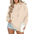 thumbnail image 2 of Oversized Hoodie Women Plain Fleece Hooded Sweatshirt with Pockets Casual Long Sleeve Pullover Sweat Shirts Y2k Tops Khaki M, 2 of 6