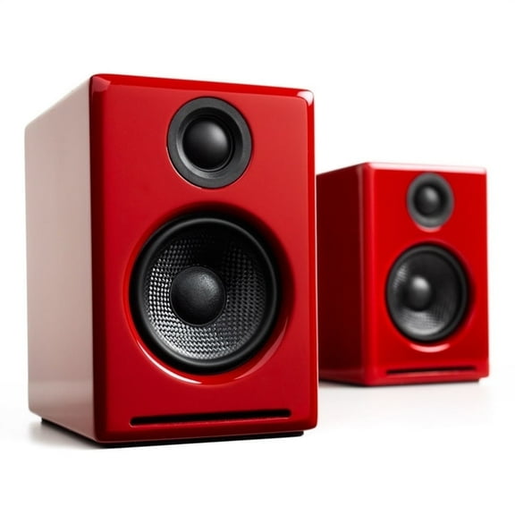 Audioengine A2  Bluetooth Stereo Channel Desktop Speakers, Red