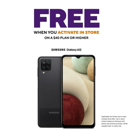 Metro by T-Mobile Samsung Galaxy A12, 32GB, Black - Prepaid Smartphone