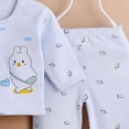 thumbnail image 4 of CAUYDY Preemie Girls Photoshoot Outfits Newborn Boys Clothing Unisex Baby Layette Long Sleeved Shirt Hat Pants Bib Bellyband 7Pcs Cotton Set Fall Sizes 0-3 Months,Light Blue, 4 of 5