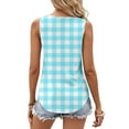 thumbnail image 4 of ITSAME Women's Tank Tops, V Neck Checked Graphic Sleeveless Summer 2025 Fashion Casual Blouse Light Blue XL, 4 of 6