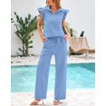 thumbnail image 4 of Set de 2 piezas BTFBM para mujer, conjunto lounge de verano con volantes y mangas casquillo, 4 of 9