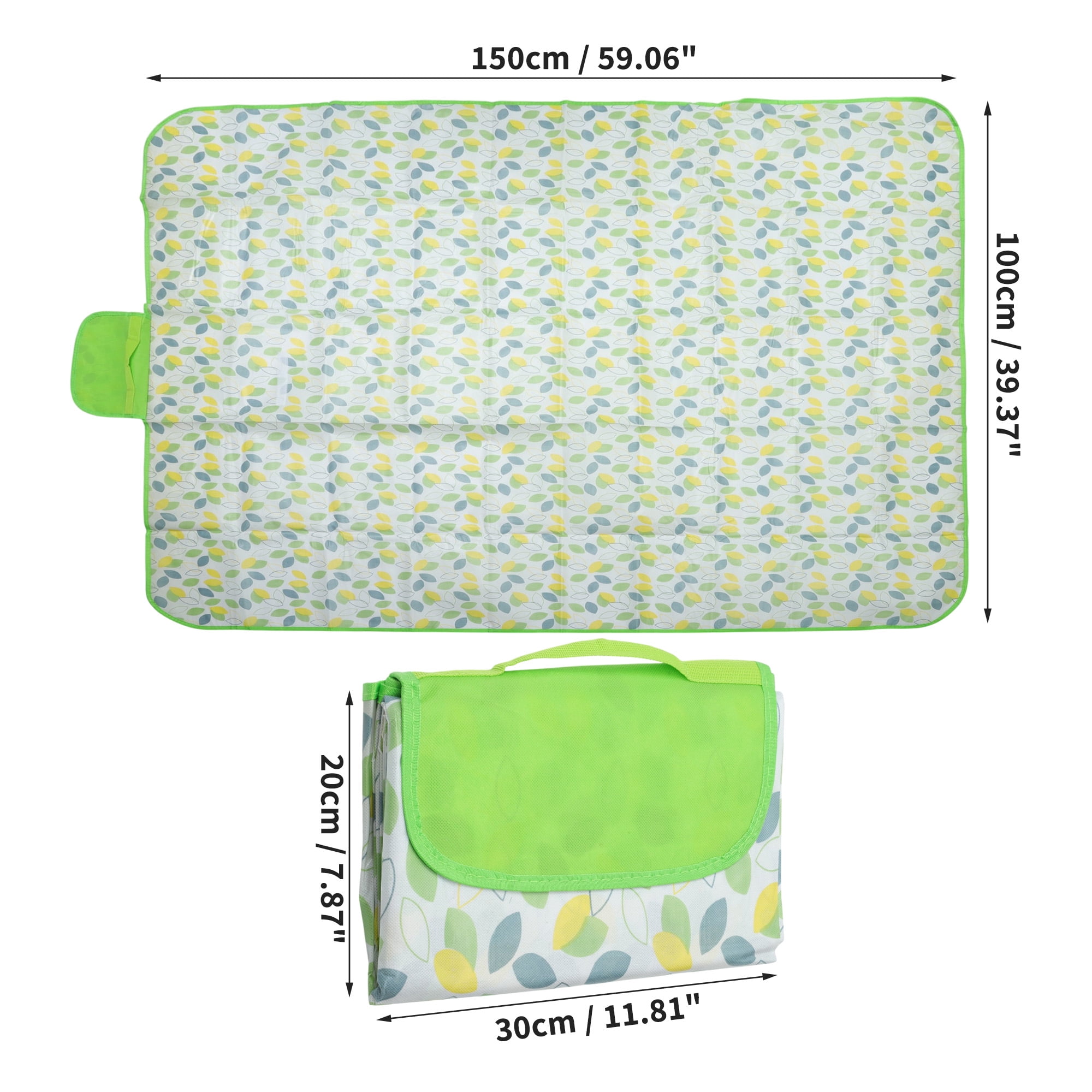Unique Bargains Picnic Blanket Beach Mat Lightweight with Handle Green 150x100cm