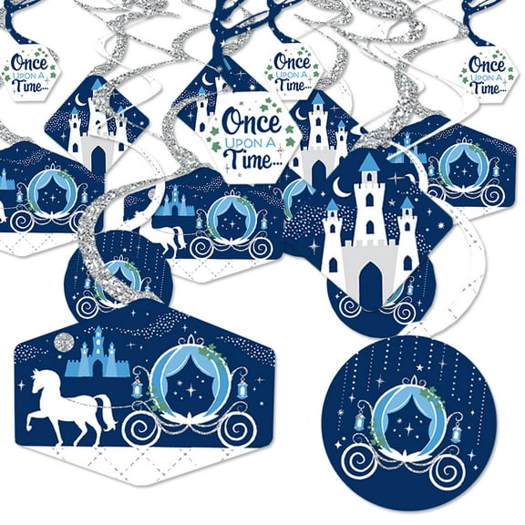 Big Dot of Happiness Fairy Tale Fantasy - Royal Prince and Princess Party Hanging Decor - Party Decoration Swirls - Set of 40