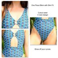 thumbnail image 3 of Traje de baño de una pieza con corte en la cintura y diseño elástico para divertirse en la playa, conjunto de bikini con cuello en V de talla L, 3 of 4