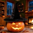 thumbnail image 4 of Witches Hat for Women Shapeable Colorful Velvet Wide Brim Pointed Halloween Black One Size by Fnhpitd, 4 of 6