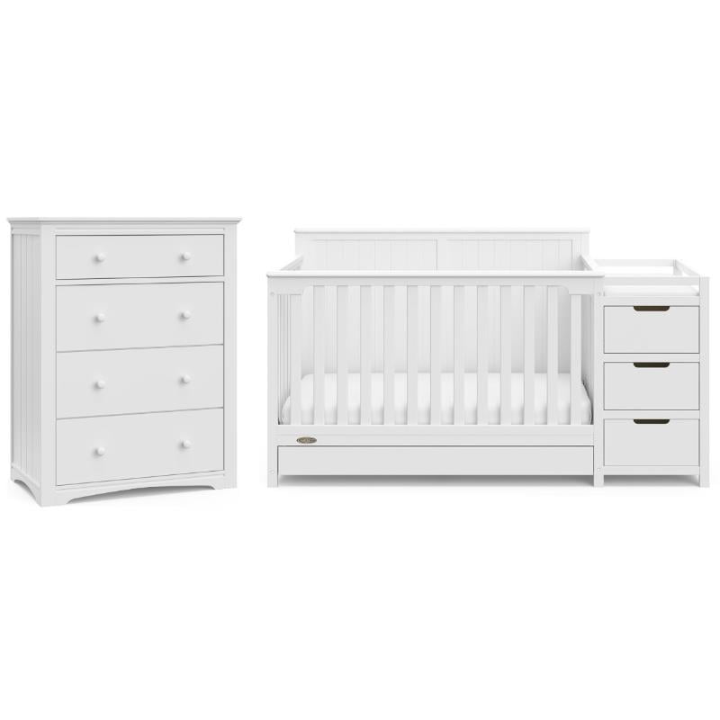 Home Square 2Piece Set with 4in1 Crib Changer & 4Drawer Chest in