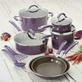 thumbnail image 3 of Rachael Ray Cucina 12pc Hard Porcelain Enamel Nonstick Cookware Pots and Pans Set, Lavender Purple, 3 of 8