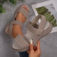 thumbnail image 5 of SZJXBUY Boho Platform Sandals for Women Open Toe Elegant Flat Wedge Sandals Summer Comfortable Elastic Ankle Strap Dressy Shoes Khaki,42, 5 of 9