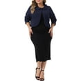 thumbnail image 2 of Agnes Orinda Bolero Shrugs for Women Plus Size Business Long Sleeve Peter Pan Cardigan Crop Jackets, 2 of 5