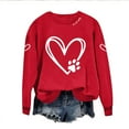 thumbnail image 4 of SYMOID Womens Pet Lover Sweatshirt - Red Heart Paw Print Graphic, Casual Loose Fit Crew Neck, 100% Polyester Cute Animal Themed Easy Care Top,Size L, 4 of 6