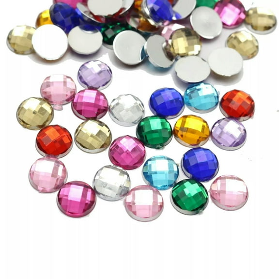 U8MO 250 Mixed Color Acrylic Flatback Faceted Round Rhinestone Gem 8mm(0.32") No Hole