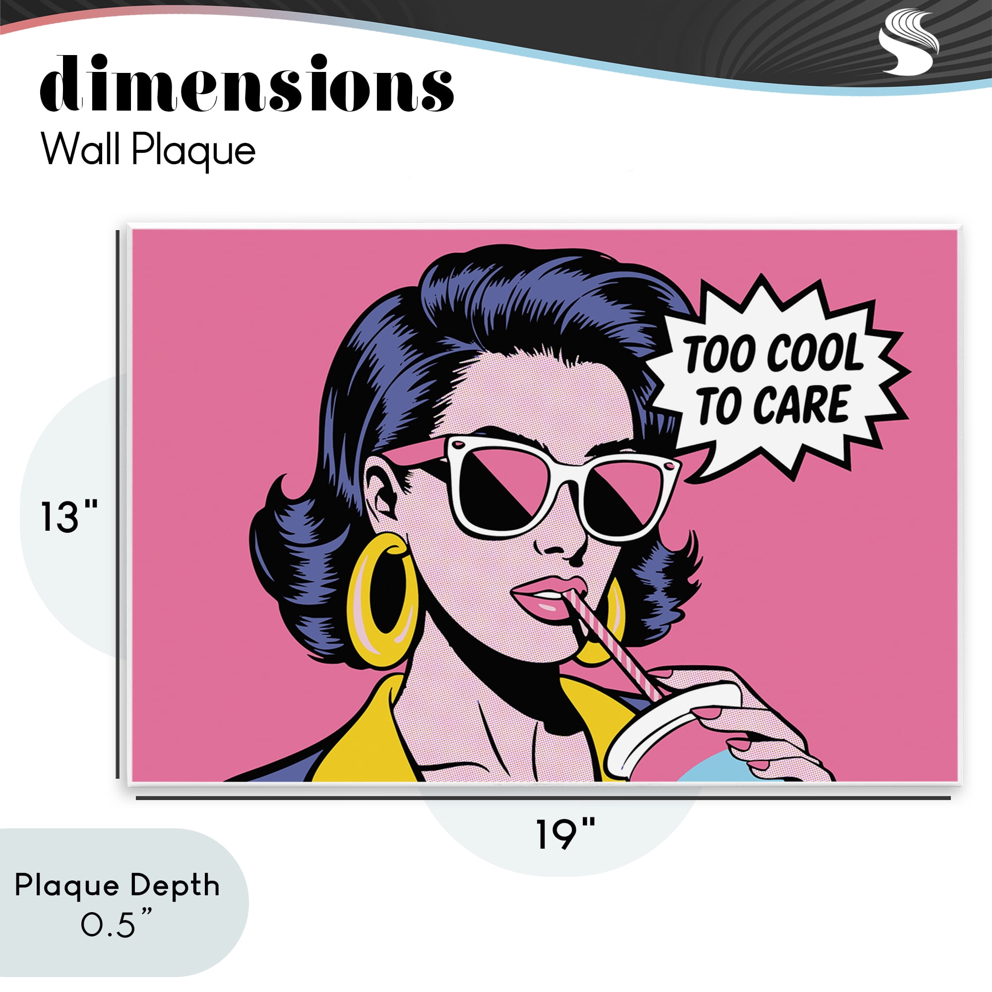 Stupell Industries Too Cool To Care Iconic Wall Plaque Art, design by Andreas Magnusson