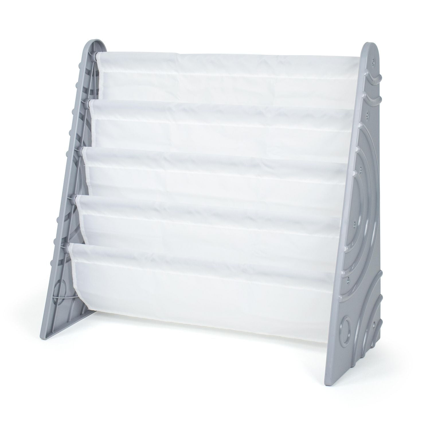 Humble Crew Saturn Grey Kids Bookshelf 4 Tier Book Organizer, Grey/White