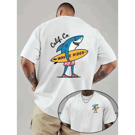 surferdouble sided print mens fashion t shirt suitable for home casual wear or activities trendy style top a must have front and t shirt for men