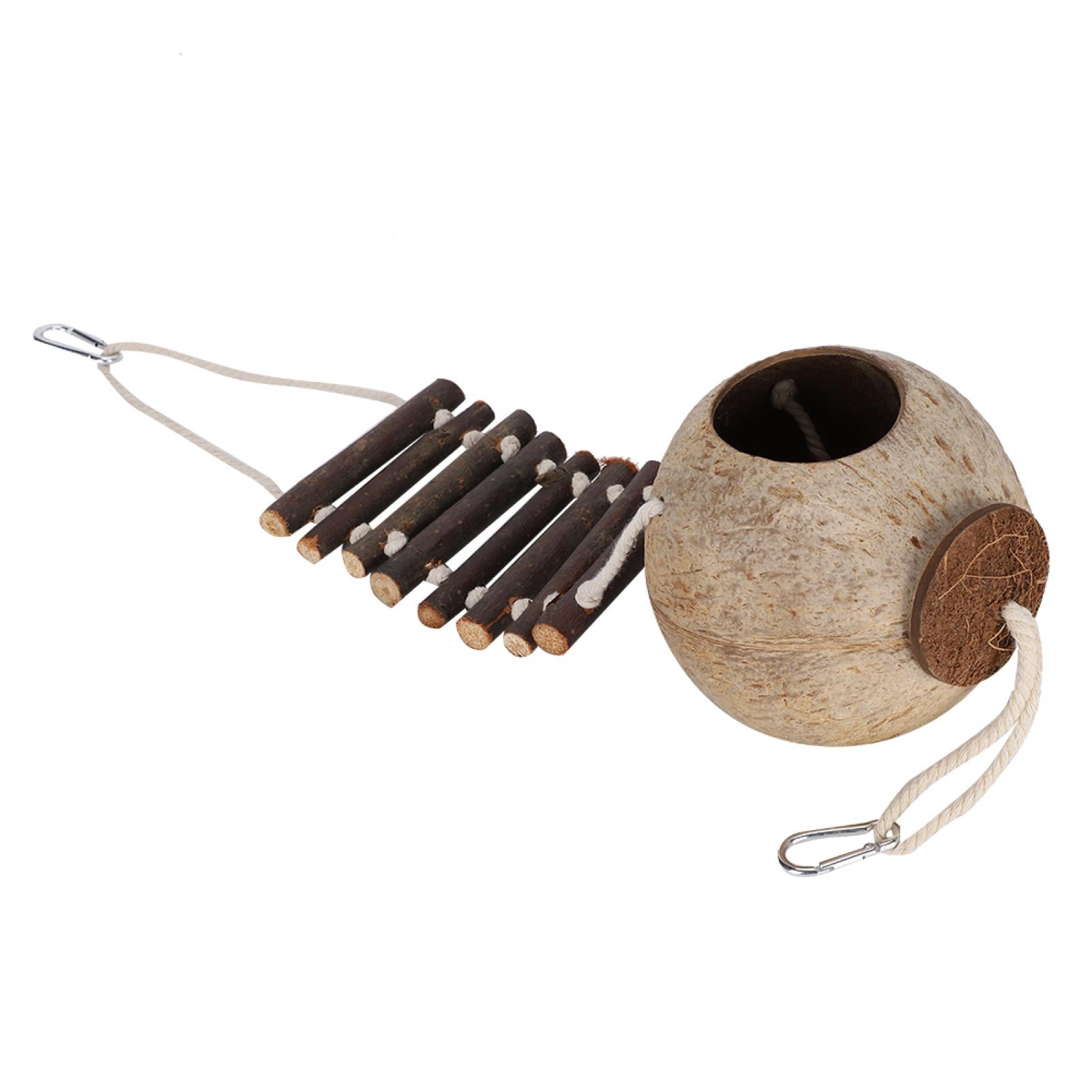 YAHHU Bird's Nest Hamster Breeding Nest Climbing Ladder Natural Coconut Shell Hideaway Toy House 8.27 inches / 21 cm