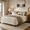 Cream White, variant on YAURA Queen Upholstered Bed Frame with 50" Tall Wingback Headboard and Footboard, Button Tufted Velvet Platform Bed, No Box Spring Needed, Noise Free