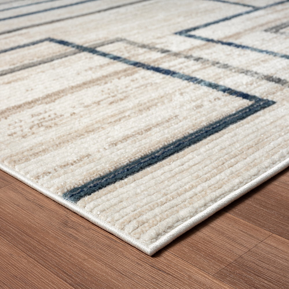 Ox Bay Bellamy 5' x 7' Blue/Gray Geometric Durable Performance Indoor Area Rug