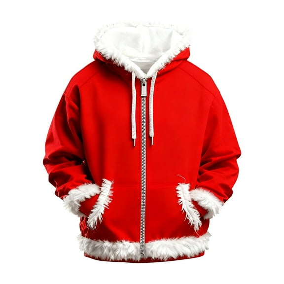 KAUOD Boys Fleece Soft Hooded Jackets Winter Fuzzy-Lined Zip up Coats Christmas Thick Warm Hoodies Clothes with Pockets