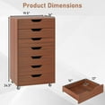 thumbnail image 3 of Costway 7-Drawer Chest Mobile File Cabinet Vertical Filing Organizer with Lockable Wheels Walnut, 3 of 9