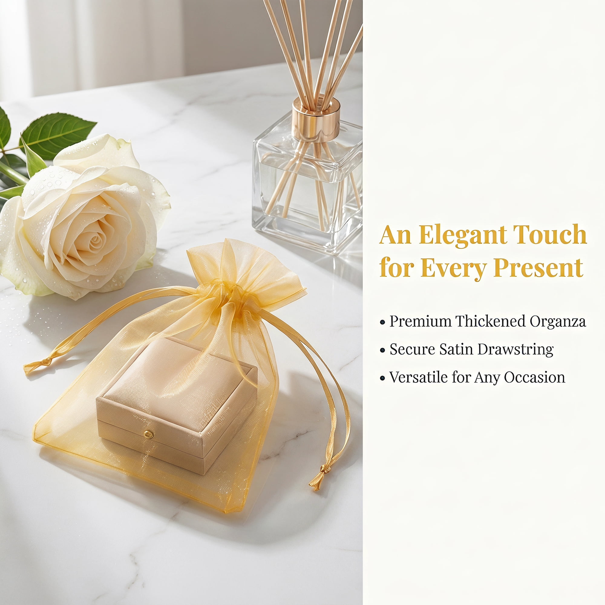 Unique Bargains Multi-Purpose Gift Bags with Handles for Events Gold 3.5" x 4.7"